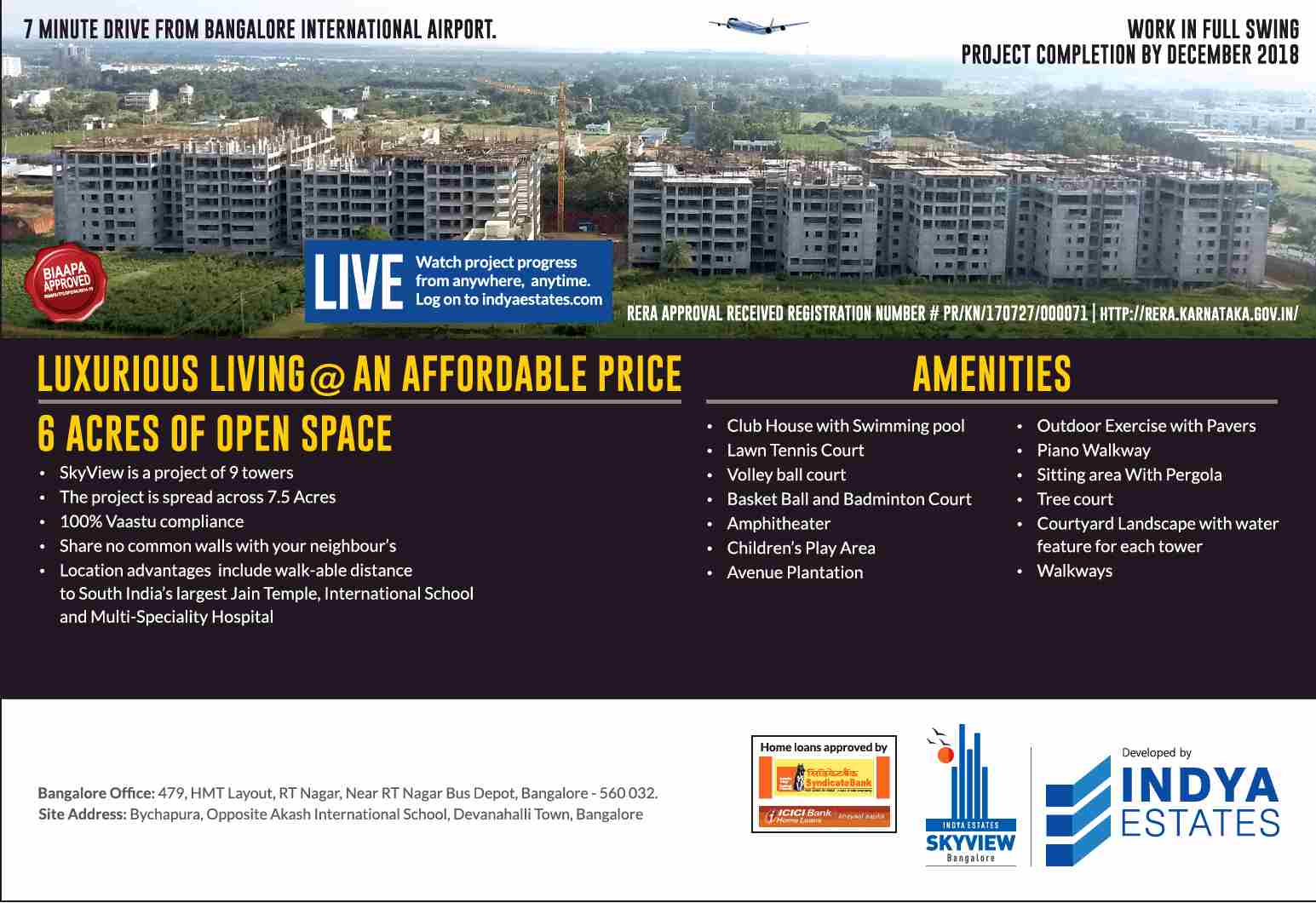Live a luxurious living in an affordable price at Indya Skyview in Bangalore